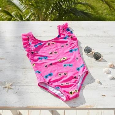 Imagem de Body Maiô Infantil Menina Estampado Com Babado Confortável Proteção So