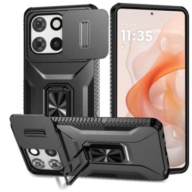 Imagem de Capa para Moto G Stylus 2025, com capa de lente de câmera deslizante, protetor de tela HD, suporte giratório de 360°, capa protetora à prova de choque de grau militar AYMECL para Motorola G Stylus 5G