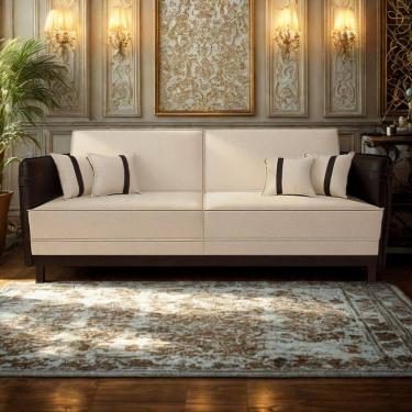 Imagem de Sofá 3 Lugares Modular Filipi 2,12m Sala Recepção Clínica Cor:suede Bege-corino Marrom