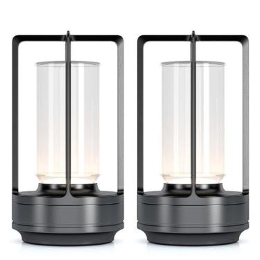 Imagem de Candeeiro de mesa LED portátil sem fio HAPYGI, conjunto recarregável d