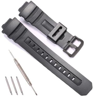 Imagem de HAOZHI 16mm Pulseira Compatível para Casio G Shock AWG M100 M100BR M101,AWR M100,AW 282 582 590 591,AW 5230,G 7700 7710,Bracelete Correia Cinta Alça de Substituição para Relógio Casio G-Shock (Preto)