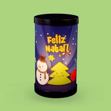 Imagem de Luminária Decorativa Feliz Natal, Abajur em Polipropileno, Bivolt, Design Artístico, 14,5 x 27 cm, Iluminação Natalina para Decoração