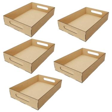 Imagem de Kit com 5 Bandejas Decorativas em MDF Cru 2,5 mm – Personalizáveis com Recortes (Coração, Estrela, Frases, Lisa) para Festas e Eventos (Lisa)