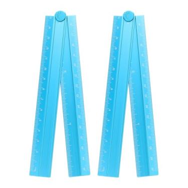 Imagem de Generic 2 réguas retas dobráveis de 30 cm, transferidor métrico de liga de alumínio, régua angular dobrável, ferramenta de medição geométrica com linha angular para escritórios de artistas de
