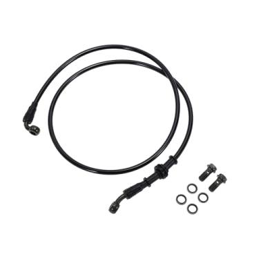 Imagem de Hihaha Parafusos de linha de mangueira de óleo de embreagem de freio de motocicleta de 120 cm, arruelas, linha de freio hidráulico para motocicletas, motocicletas, quadriciclos, preto