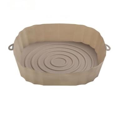 Imagem de Panela de silicone Air Fryer 1 peça de frango frito para pizza assadeira macia de aquecimento cesta de cozimento durável para fritadeira a ar (marrom)