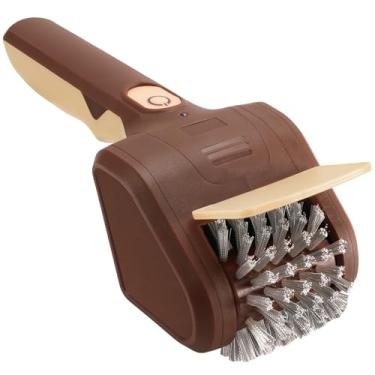 Imagem de Lrly Escova de limpeza elétrica sem fio recarregável, escova de grelha com carregamento tipo C, 700 RPM, escova de aço inoxidável para limpeza de churrasqueiras, marrom