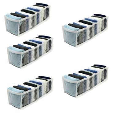 Imagem de Kit 5 Organizador de Gavetas Transparente e Branco 11 Nichos Colmeia 1