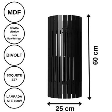 Imagem de Luminária de Chão MDF TORRE DE PISA - LENOBRE, Preto, 60x25cm, Bivolt