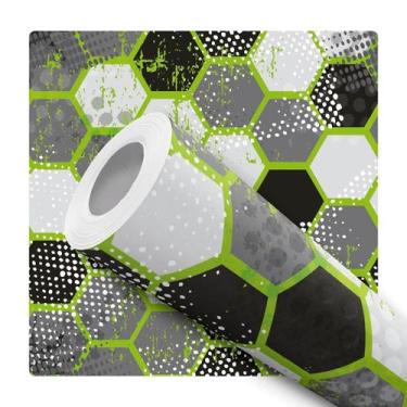 Imagem de Papel de Parede Vinílico Bola Futebol Geométrico Quarto Menino 2.5m - 