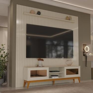 Imagem de Painel Ripado Com Rack Tv 75 Polegadas Reflecta Amber 229cm - Off White