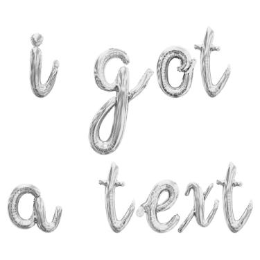 Imagem de Cursive Script Letter Balloons - I GOT A TEXT 16" Inch Alphabet Letters Foil Mylar Balloon Bachelorette or Bridal Shower Party Banner (Silver)