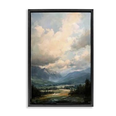 Imagem de Stupell Industries Arte de parede Split Heavens Cloudy Meadow preto emoldurado flutuante, design por Petal Prints Design, 25 x 17