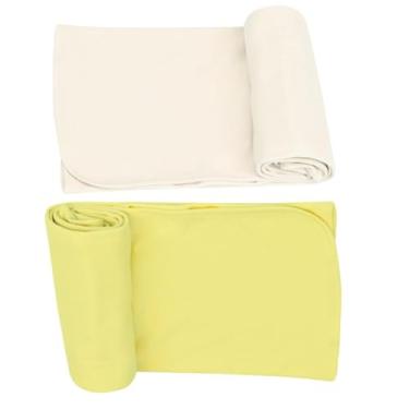 Imagem de Manta Cueiro para Bebê, Malha 100% Algodão, Acabamento em Viés, 80x90cm, Rosa, Azul, Palha, Branco, Amarelo, Verde (Amarela/Palha, 2 Mantas Coeiro)