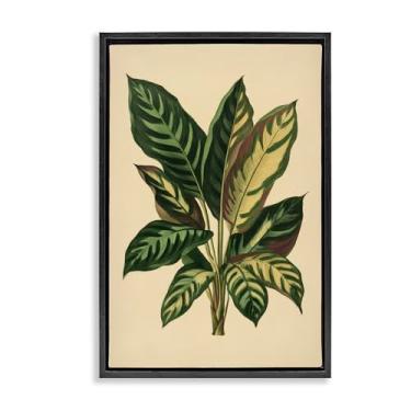 Imagem de Stupell Industries Arte de parede em tela flutuante marrom com folhas tropicais e folhas verdes, design por Petal Prints Design, 78 x 53 cm