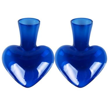 Imagem de Kingbuy Vaso de vidro de substituição em forma de coração – pacote com 2 compatíveis com suporte de madeira hidropônico, base de madeira de marca de ajuste exato, vaso de vidro para decoração floral e