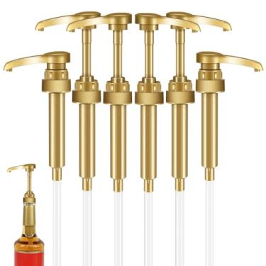 Imagem de Kdzdong - 6 unidades de bombas de xarope de café douradas, compatíveis com garrafas de 750 ml, ótimas para bebidas em casa e café, chá, bebidas, coquetéis