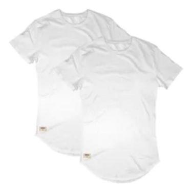 Imagem de Kit 2 Camisetas Camisa Swag Oversized Longline Atacado Branca-Masculino