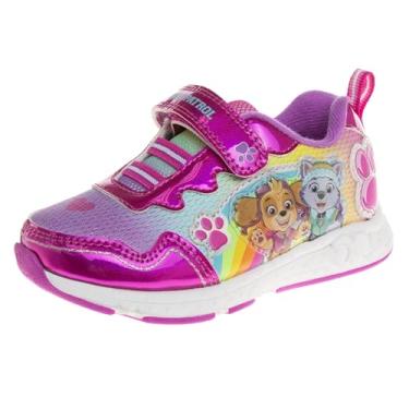 Imagem de Nickelodeon Tênis de corrida feminino da Patrulha Canina – sem cadarço com iluminação de LED (bebê/criança pequena), Sky Everest, 7 Toddler