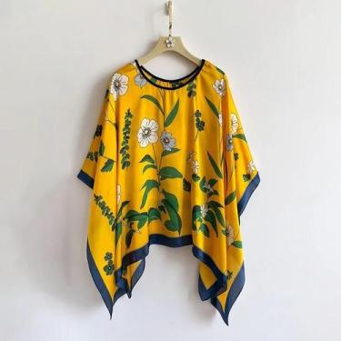 Imagem de Pashmina De Seda Feminina De 110cm, Estampa De Moda De Verão, Protetor