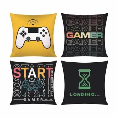 Imagem de Kit 4 Capas de Almofada Decorativas Modern Print 45x45 cm – Modelos Variados para Sala e Quarto (Gamer)