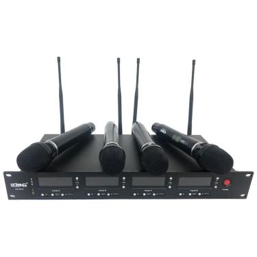 Imagem de Microfone Profissional Sem Fio Uhf Wirelees 4 Bastões Le-912