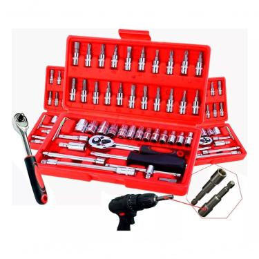 Imagem de Kit Chave Combinada 46 Peças Profissional Catraca Soquetes A