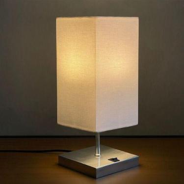 Imagem de Abajur luminária de Mesa Clássico Quadrado aluminio Com Interruptor e 