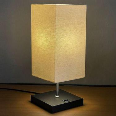 Imagem de Abajur luminária de Mesa Clássico Quadrado aluminio Com Interruptor e 