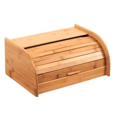 Imagem de Porta Pão em Bambu com Tampa Retrátil para Armazenamento de Pães e Bolachas, Conservador de Alimentos Elegante