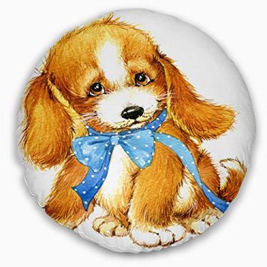 Imagem de Designart Adorável filhote de cachorro aquarela animal contemporâneo sala de estar, sofá, almofada de alta qualidade + capa de almofada impressa em ambos os lados 50 cm
