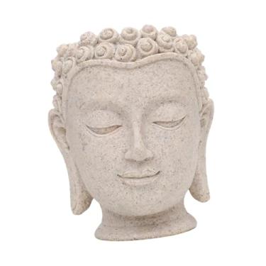 Imagem de Bothyi Vaso de Flores em Formato de Cabeça de Buda, Floreira, Escultura, Decoração, Estátua, Vaso de Flores, Vaso de Plantas para Decoração de Mesa, Escritór, Altura 11,2 cm