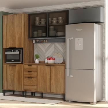 Imagem de Armário De Cozinha Completa Miami Zen Carraro Freijó Com Cinza Titânio