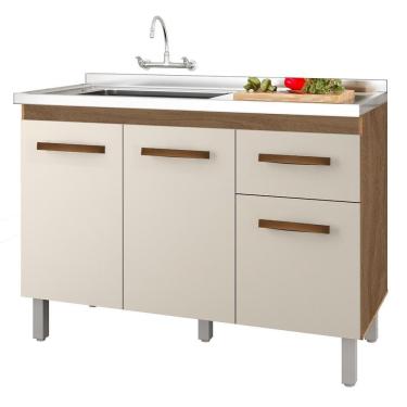 Imagem de Balcao Para Pia 3p 1g 120 Cm Anita Savana Off White Mobbs Savana Off White