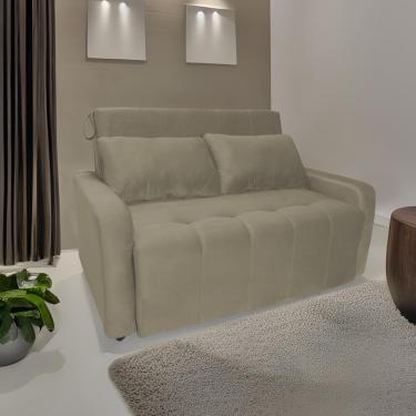Imagem de Sofá Cama Para Sala De Estar Amora New Suede - Bege Bege
