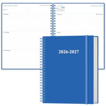 Imagem de Agenda 2026-2027 - Agenda semanal e mensal de 18 meses de janeiro de 2026 a junho de 2027, planejadores 2026-2027 com fecho elástico, bolso interno, 21,6 cm x 28 cm, azul
