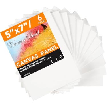 Imagem de Quadro de tela para pintura, pacote com 6, painéis de tela de 12 x 18 cm, telas brancas preparadas, tela de arte 100% algodão para tintas acrílicas de têmpera de aquarela a óleo