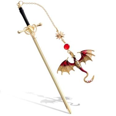 Imagem de Marcador de livro de metal, quarta asa personalizado exclusivo fantasia espada dragão marcador de livro marcadores para leitura professores homens mulheres amantes de livros apreciação graduação