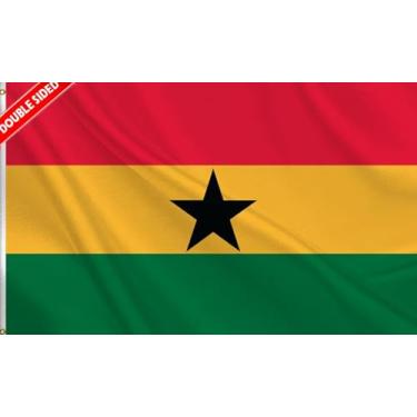 Imagem de HVATLTL Bandeira de barco de Gana com 3 camadas dupla face, 30 x 45 cm, nylon 220D resistente, cores vivas, bandeiras náuticas nacionais de ganês com 2 ilhós de latão para barco, quadriciclo, caminhão