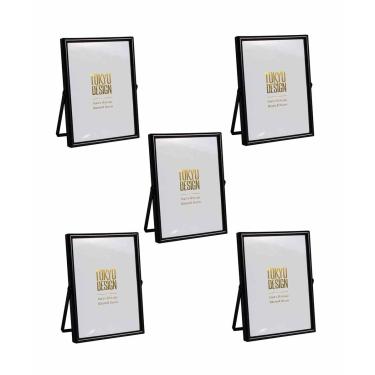Imagem de Kit 5 Porta Retrato em Metal e Vidro para Foto 10x15 Preto
