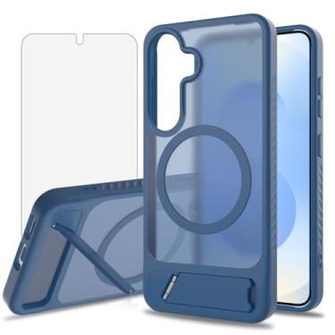 Imagem de Asuwish Capa de celular para Samsung Galaxy S24/S25 5G, com protetor de tela de vidro temperado, magnético, translúcido, suporte dobrável, à prova de choque, capa protetora S 24 24S 25 25S G5 SM-S931U