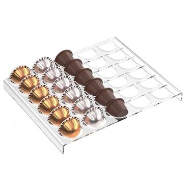 Imagem de QZYIPI Suporte de armazenamento de cápsulas de café, organizador de bandeja de gaveta para cápsulas Nespresso Vertuoline comporta 30 cápsulas para cozinha, casa, escritório, estação de café, 32 x 24