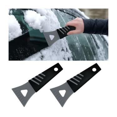 Imagem de FALVFUN Raspador de gelo para para-brisa de carro, 2 peças de plástico portátil janela de veículo neve geada LCE removedor de congelador de limpeza com alça antiderrapante, descongelador de pá de