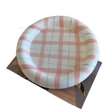 Imagem de ZHANQUAND Tigelas de massa, pratos de aperitivos, prato de jantar de malha doméstica, prato de jantar de cerâmica, prato de sobremesa redondo fofo prato de jantar para casa, prato de salada, pratos de