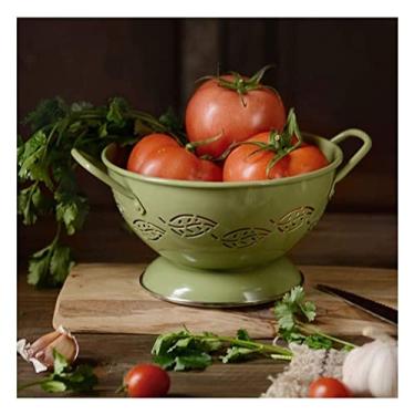 Imagem de Cesta de frutas, cestas de armazenamento para fruteiras, fruteira, retrô, ferro forjado, fruteira, binaural, cesta, com orifício de drenagem, sala de estar, cozinha, limpeza de frutas, bandeja de