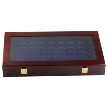 Imagem de HUANGGG Caixa de exibição de anéis de madeira com vários compartimentos estojo de armazenamento para anéis de campeonato de beisebol e softball, suporte de joias