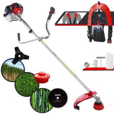 Imagem de Roçadeira À Gasolina Toyama RT52L 52cc 2HP Com Sistema Anti-Vibração 2T Alta Rotação Completa Com Carretel de Nylon + Faca 3 Pontas + Faca 80 Dentes