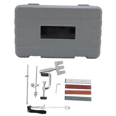 Imagem de Kit de apontador de ângulo fixo Rotação de 360 ​​graus Flip Design Clipe ajustável 4 pedras de amolar de corindo branco de afiação de ferramentas para ferramentas de chef de