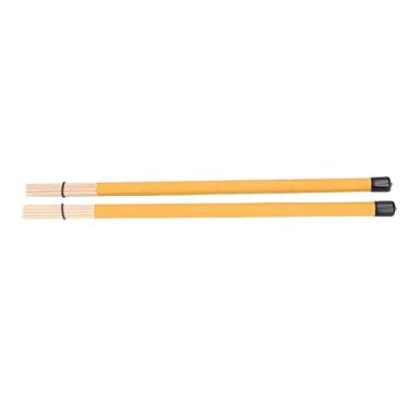 Imagem de Acouto Escovas de Bambu de 2 Peças - Instrumentos de Percussão de Baquetas Premium, Bateristas Ideais, Iniciantes e Membros da Banda, Design Leve e Compacto Fácil Transporte - Som Excelente (Amarelo)