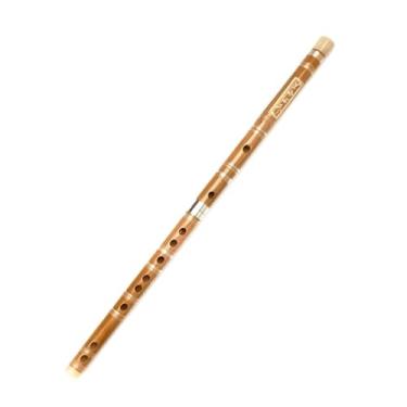 Imagem de Flauta de bambu de madeira, instrumento de sopro, chave G, 10 furos, flauta marrom claro